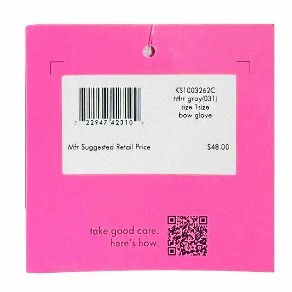 Kate Spade KS1003262C 031 Women's Heather Gray Bow Long Acrylic Knit Gloves - Picture 3 of 3